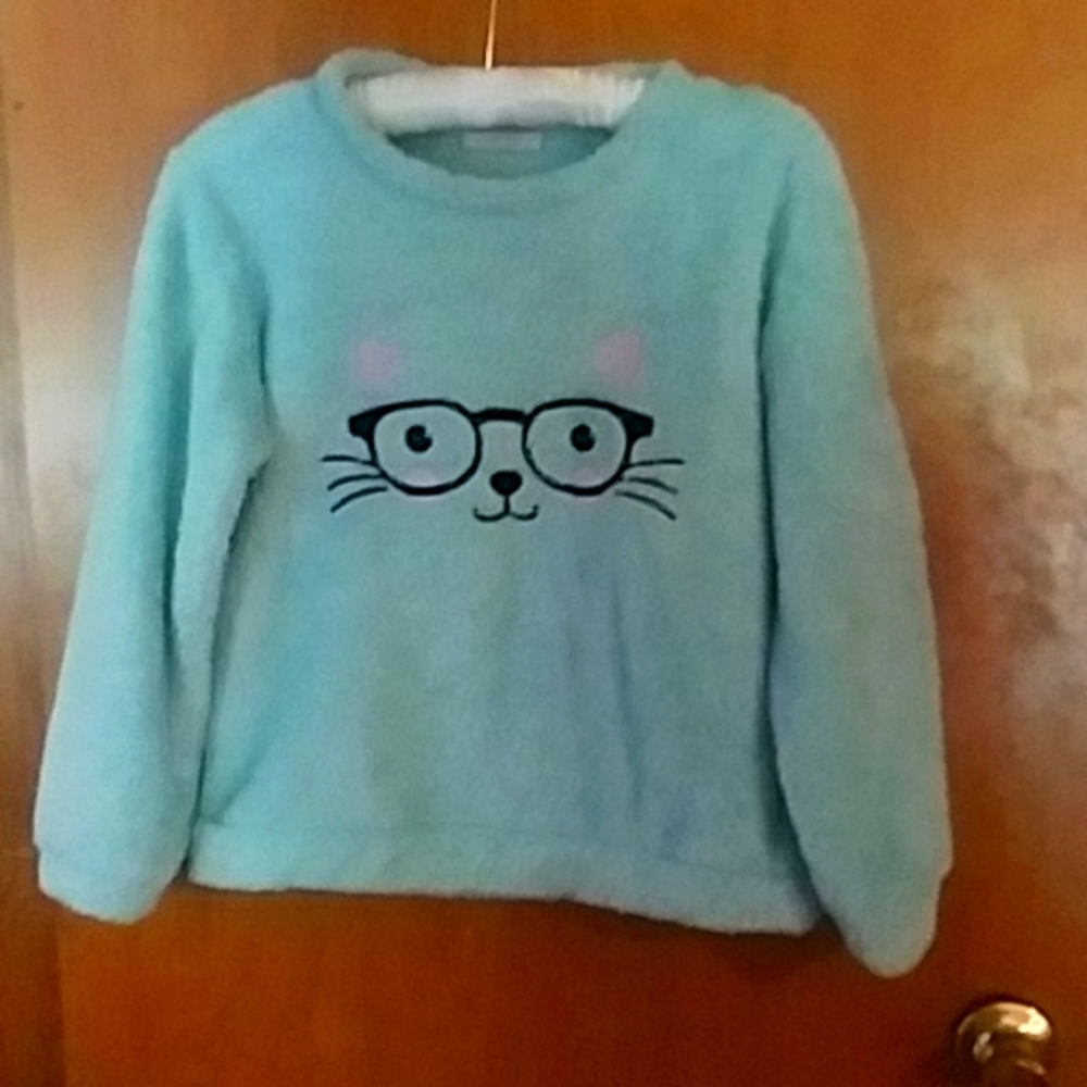 Girls cat with glasses sweater sz 14